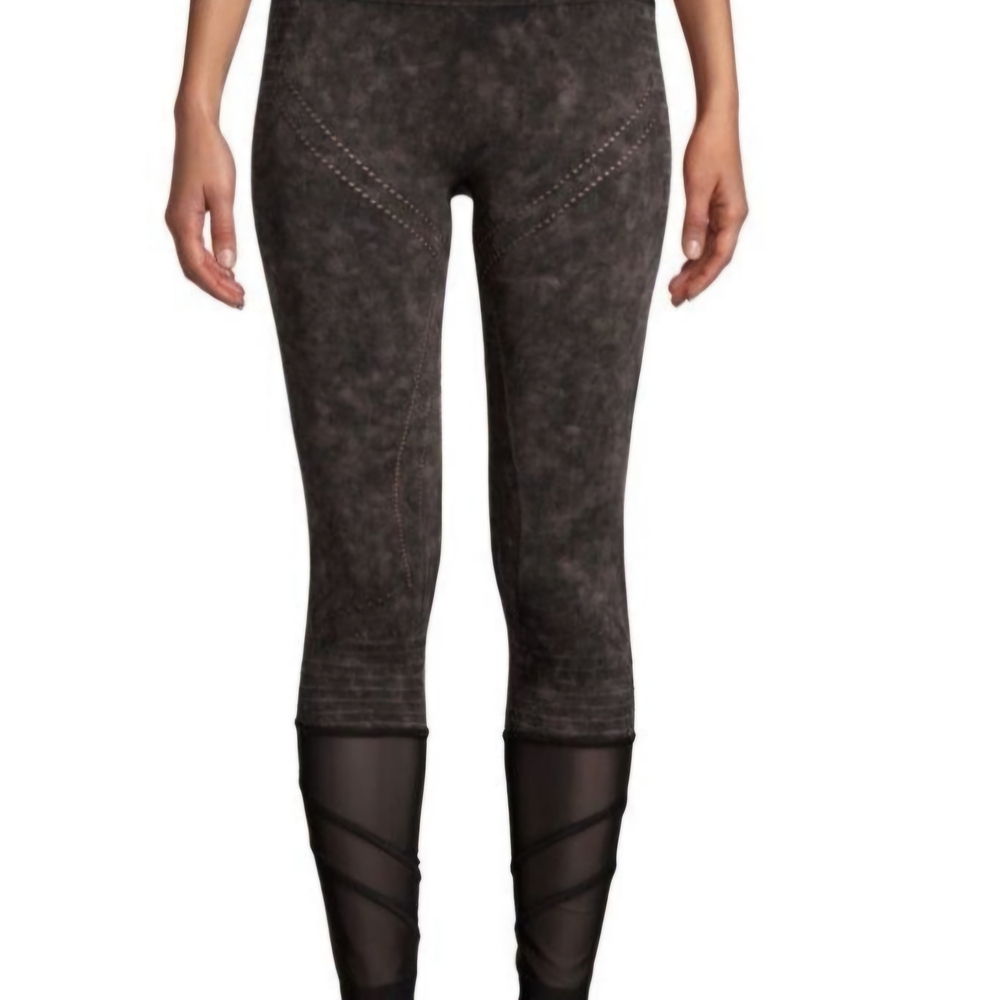 Blanc Noir Black Form-Fitting Mesh Leggings